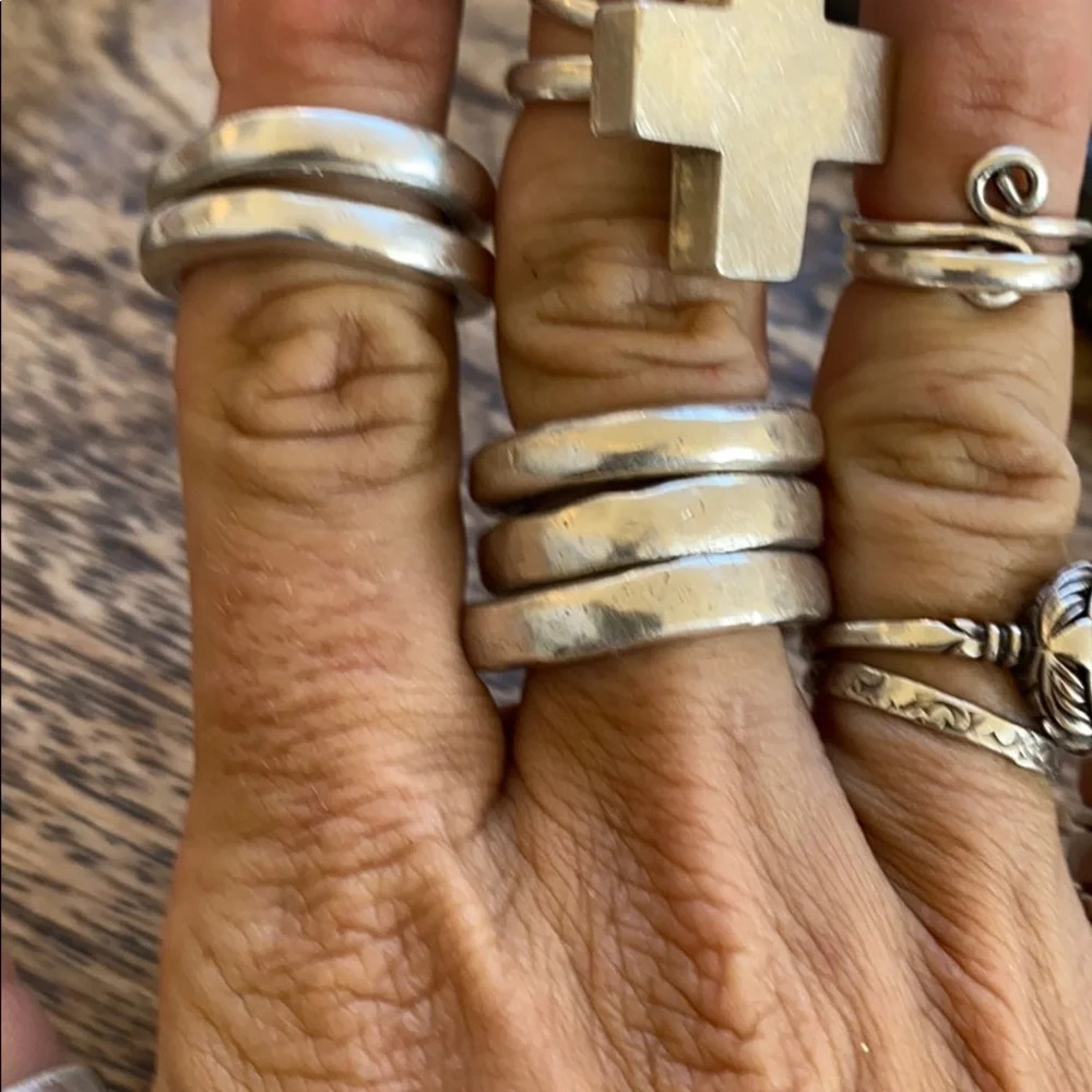 2 handmade *RUSTIC LUXE* sterling silver sand casted chunky rings all sizes - Picture 2 of 16